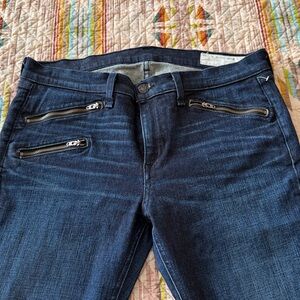 rag & bone Dark Indigo Skinny Jeans with Zipper Accents